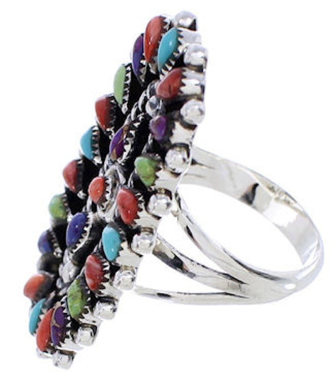 Multicolor Needlepoint Jewelry Silver Ring Size 6 YX35130